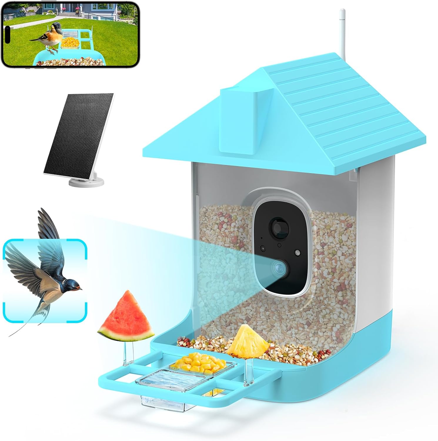 Deerneuf Smart Bird Feeder: 2K Live View & AI Identifies
