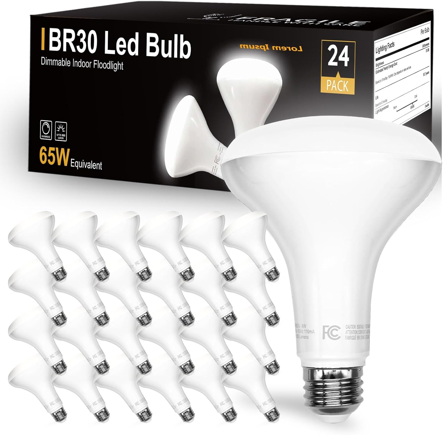 DAYBETTER 24Pack BR30 LED Light Bulbs for Bright Indoor Spaces