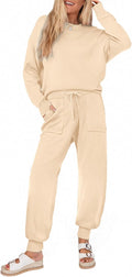 Ekouaer Women's 2 Piece Lounge Set Knit Pajamas Jogger Outfit - Cozy