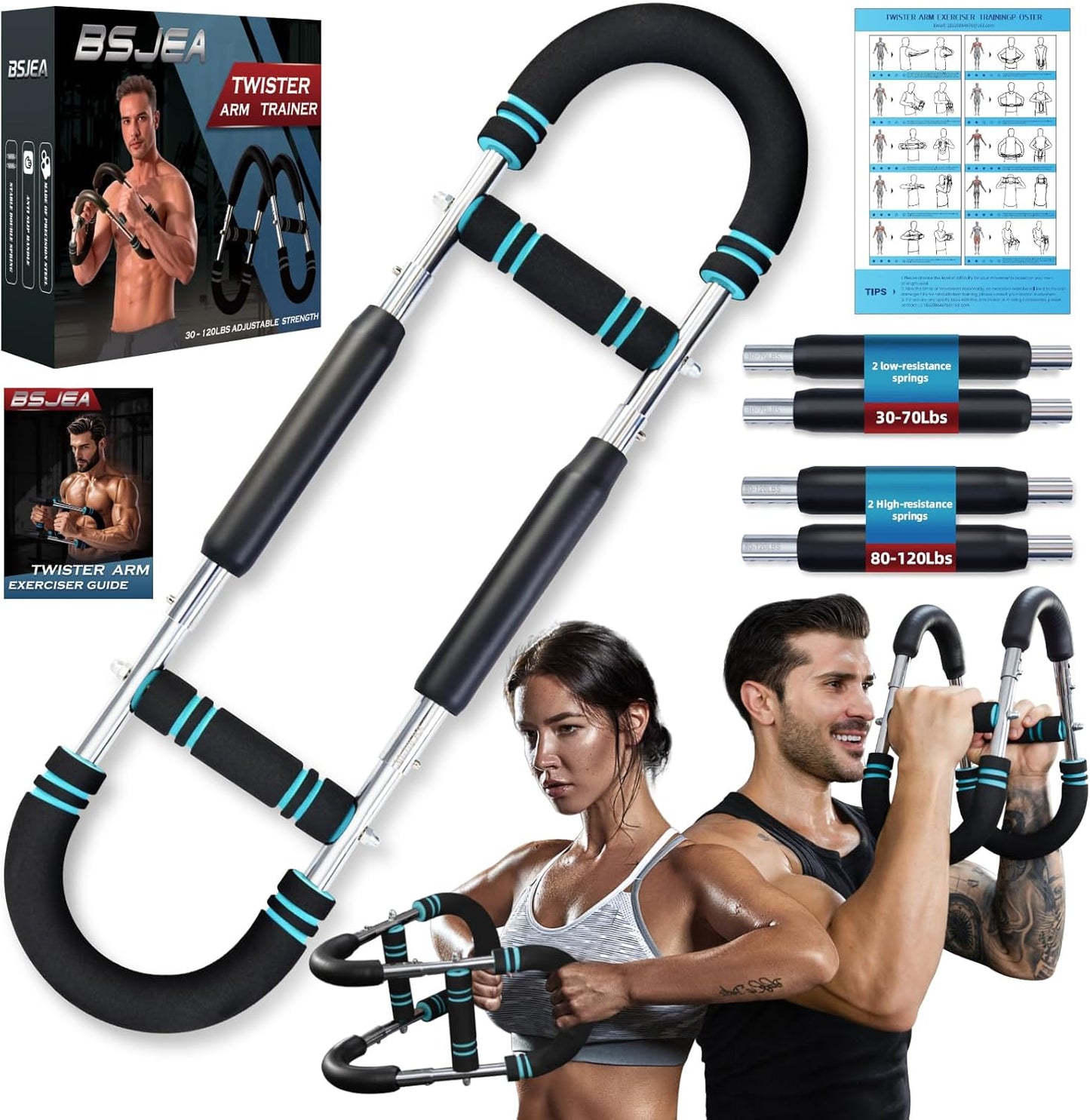 Twister Arm Trainer Adjustable 30-120lb for Chest & Arm Strength