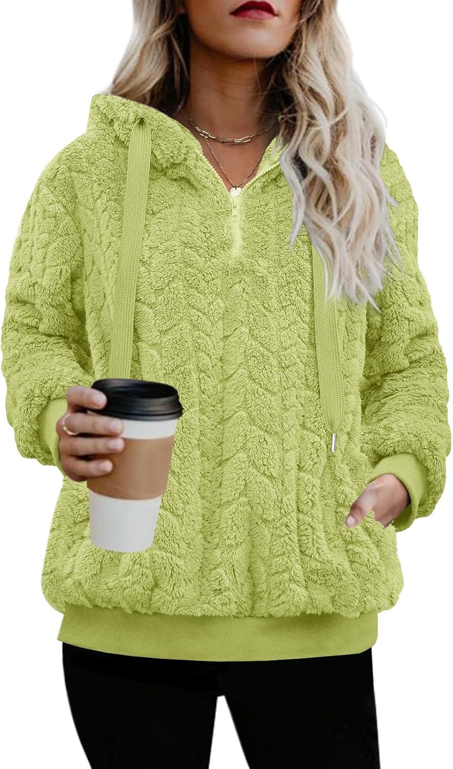Nirovien Womens Sherpa Pullover Oversized Fuzzy Hoodie Coats