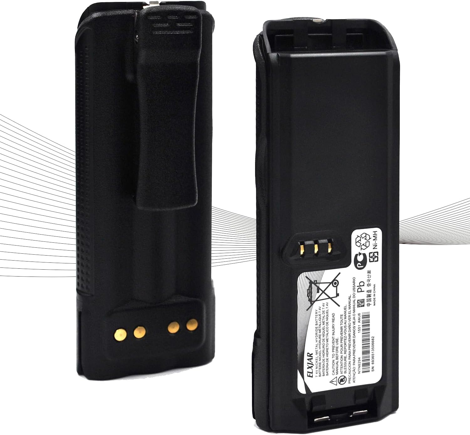 elxjar 2-Pack 7.4V 1800mAh Ni-MH Battery for Motorola Radios