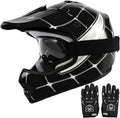 Youth Dirt Bike Full Face Helmet Black Spider - DOT Rated Protection