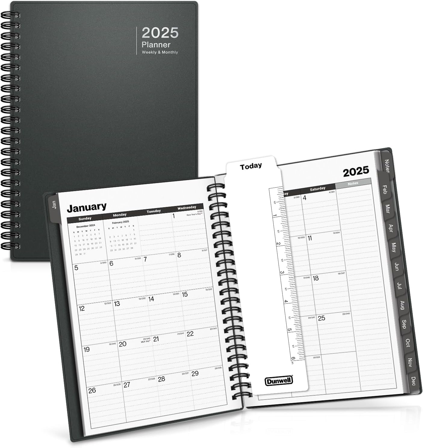 Dunwell 2025 Planner Book: Compact Size, Bonus Accessories