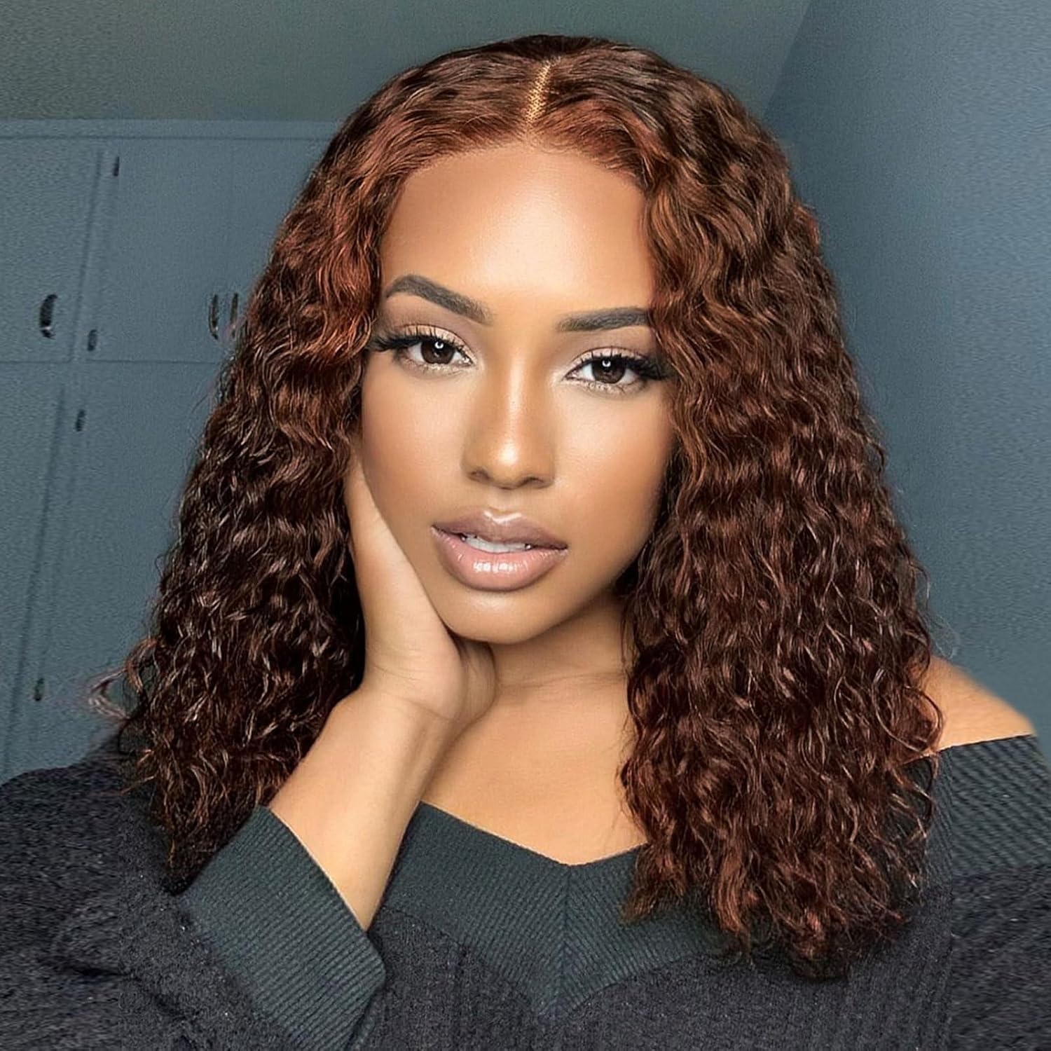 Chocolate Brown Curly Human Hair Wig 13x4 Deep Curly Bob