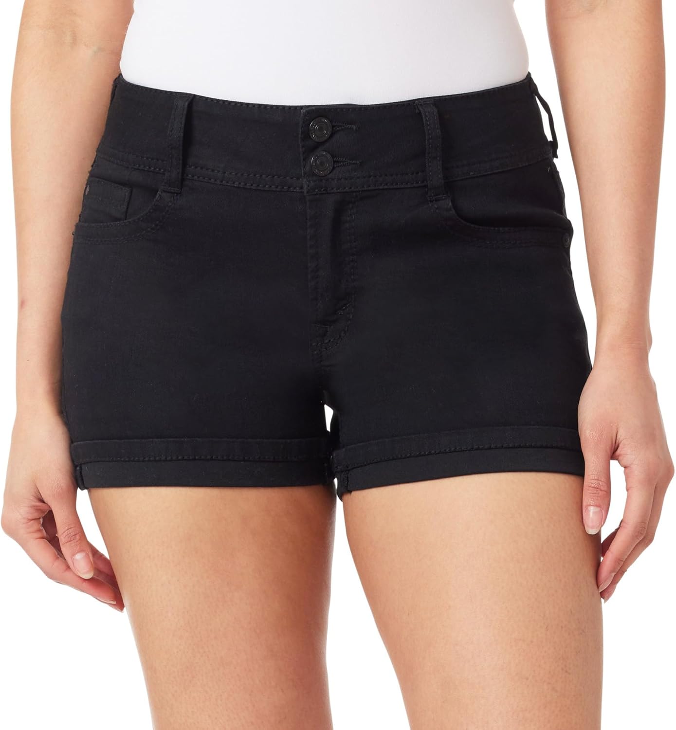 WallFlower Womens Luscious Curvy Mid-Rise Denim Shorts & Bermuda