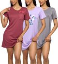 Women's 3 Pack Short Sleeve Nightgown Dress - Soft Sleepwear