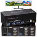 8K 60Hz HDMI KVM Switch 3 Monitors 2 Computers - Triple Monitor KVM