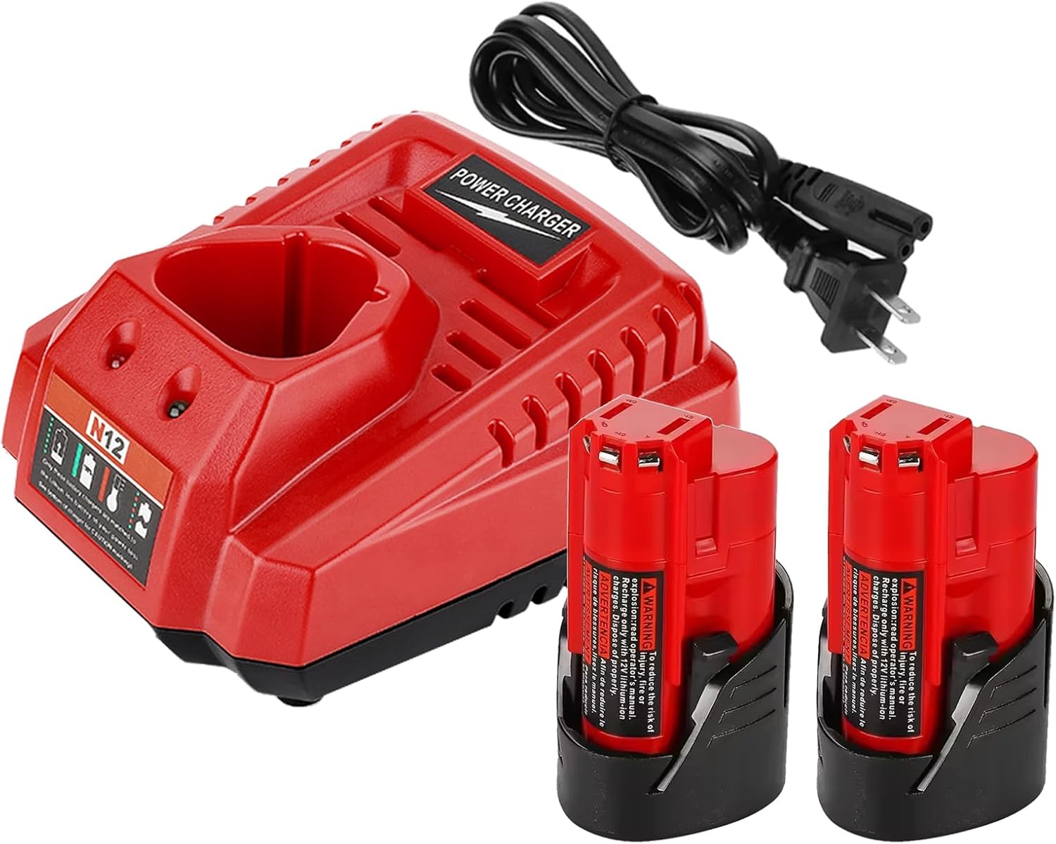 Upgraded 3700mAh Battery and Charger Set for Milwaukee 12V Tools