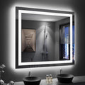 LED Bathroom Mirror 40in x 36in with Lights - Dimmable Backlit + Front