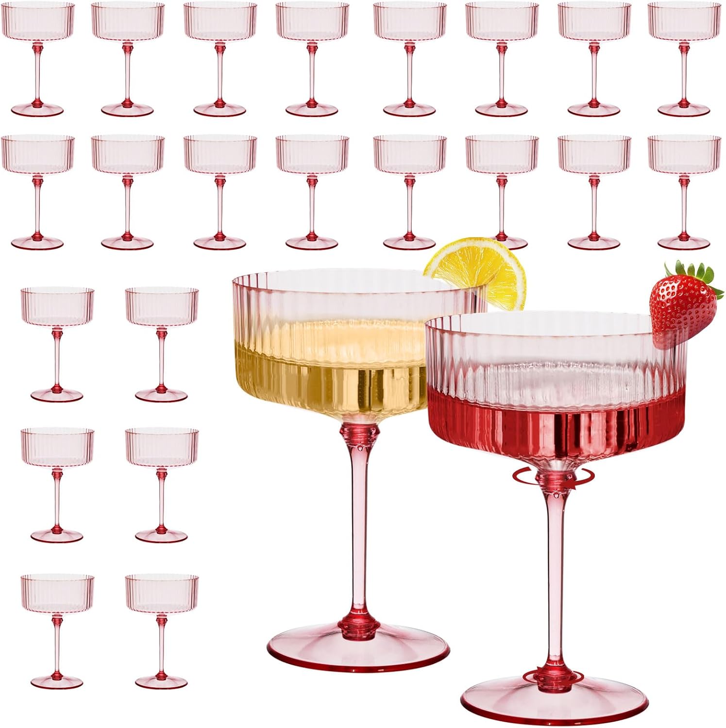 24Pcs Plastic Martini Glasses for Vintage Cocktail Parties