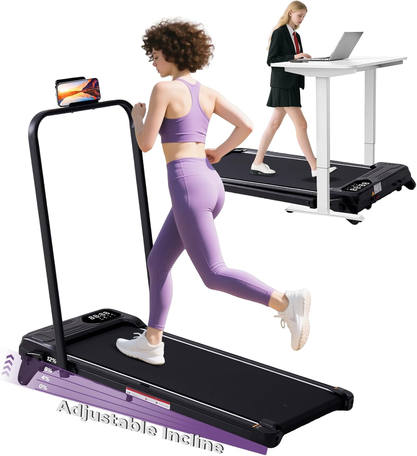 Portable Foldable Walking Pad Treadmill with Adjustable Incline