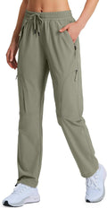Women's Quick Dry Hiking Pants with 5 Zipper Pockets - UPF 50
