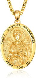 925 Sterling Silver Saint Gabriel Medal Amulet Necklace for Men