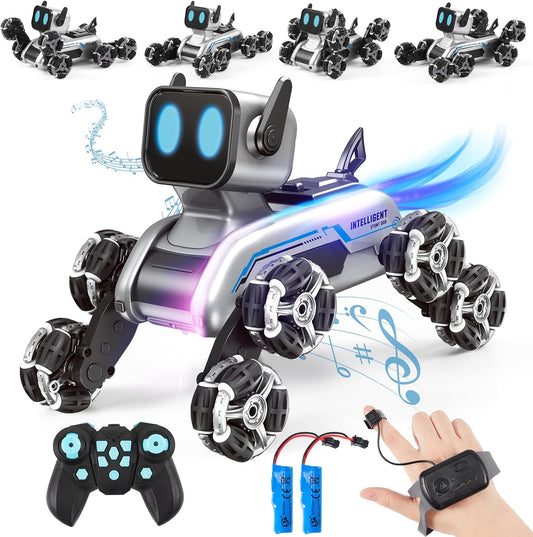 Gestures- 8WD Robot Dog Car Toy w/ Music/Light, Kids Birthday Gift!