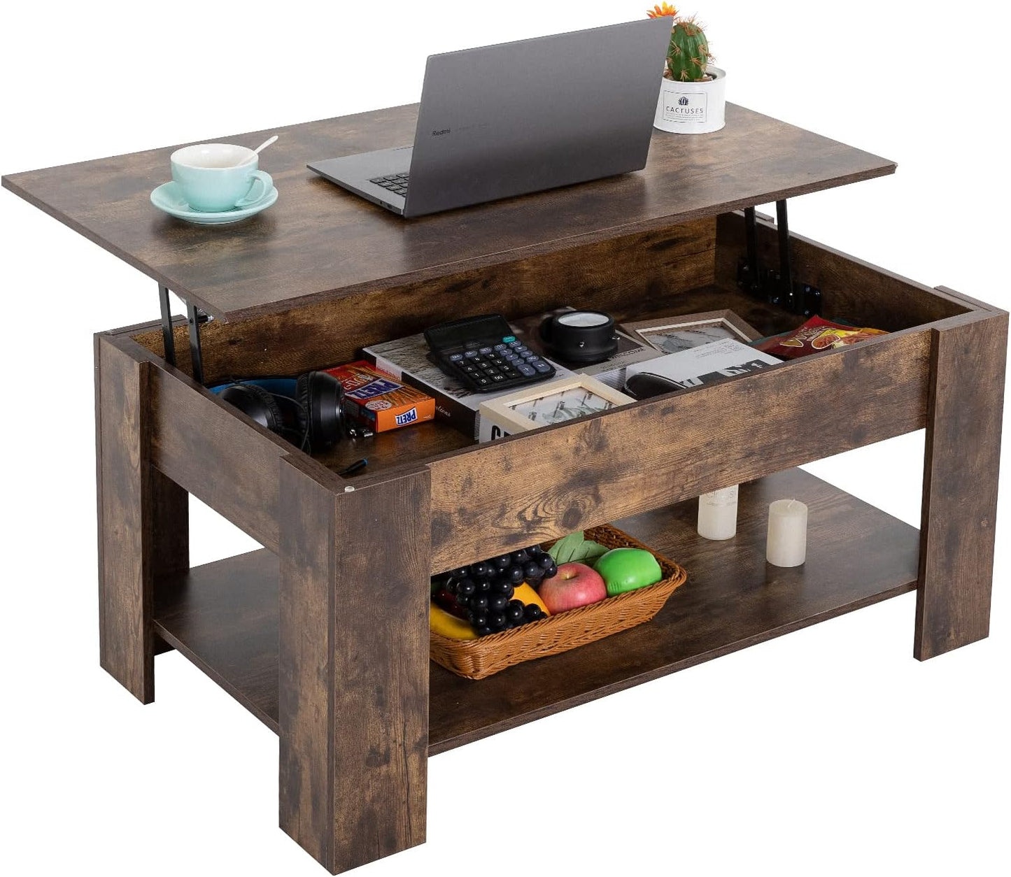 FDW Lift Top Coffee Table with Hidden Compartment for Storage
