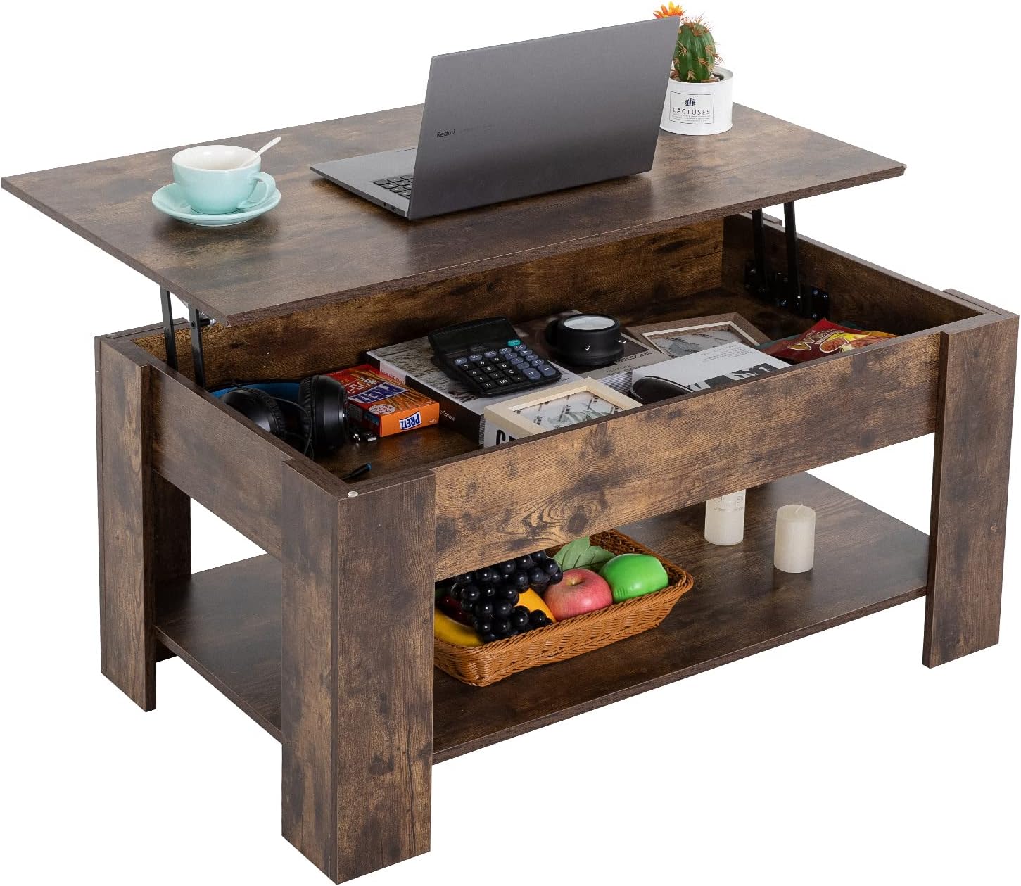 FDW Lift Top Coffee Table with Hidden Compartment for Storage