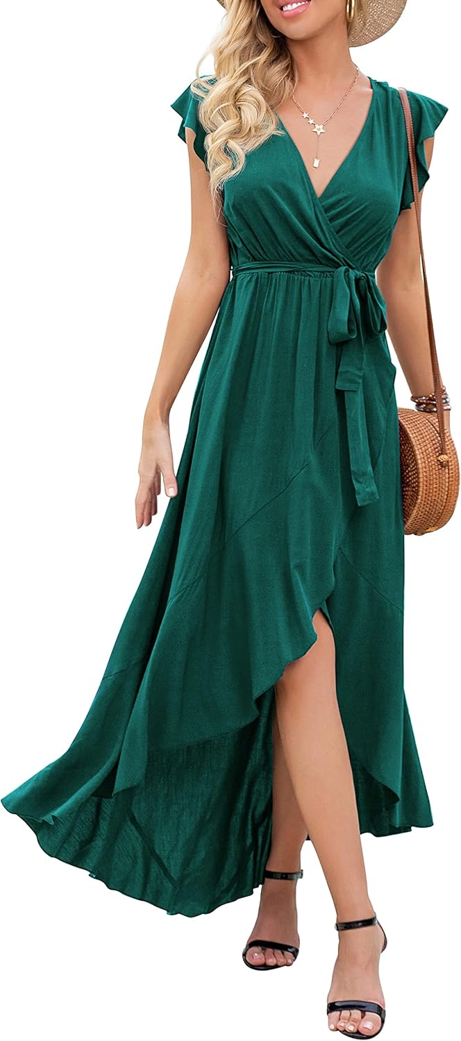 Boho Floral Print V-Neck Maxi Dress for Weddings & Parties