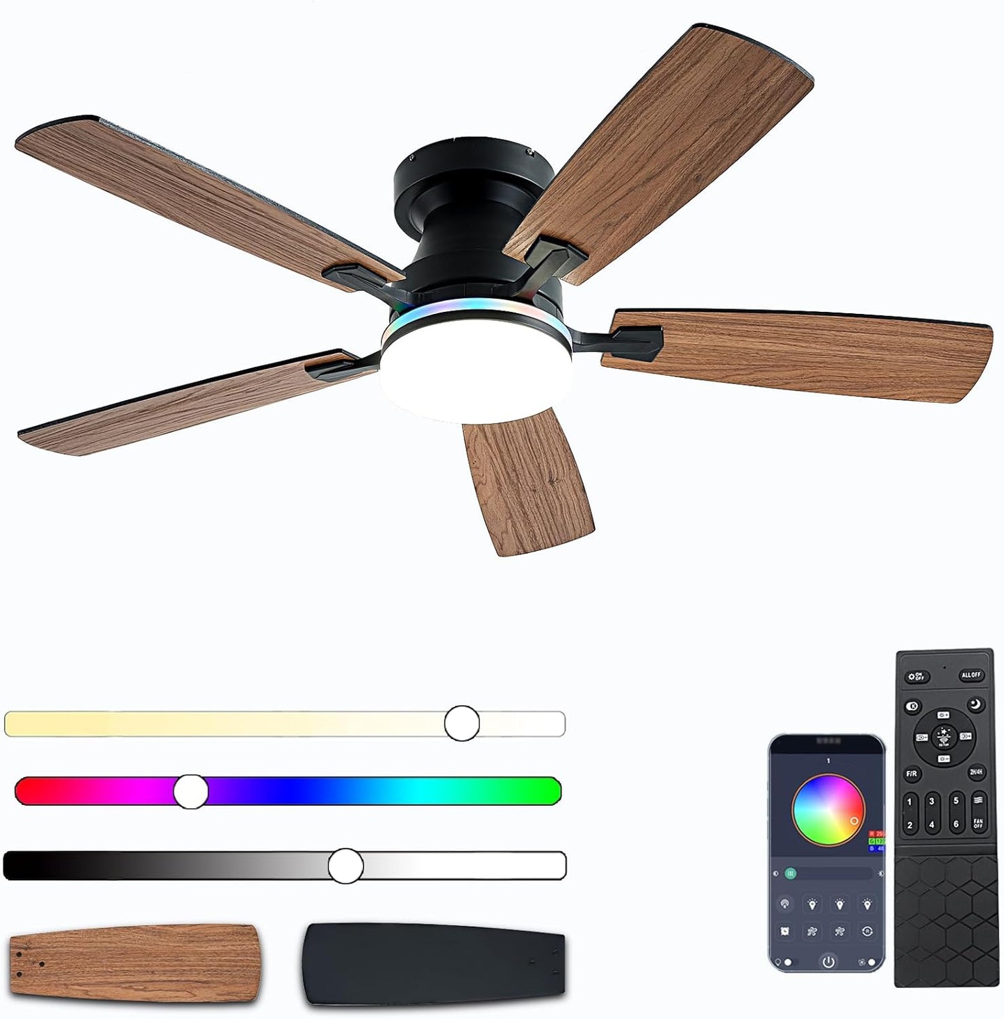 48 inch Low Profile Ceiling Fan with Light and Remote Control