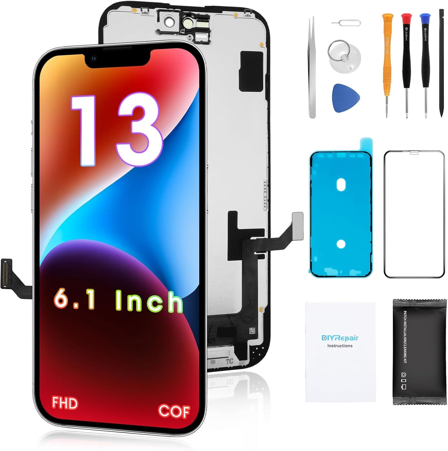iPhone 13 Screen Replacement Kit with Tools and Tempered Glass