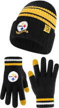 Ultra Game NFL Super Soft Team Stripe Winter Beanie & Touch Gloves