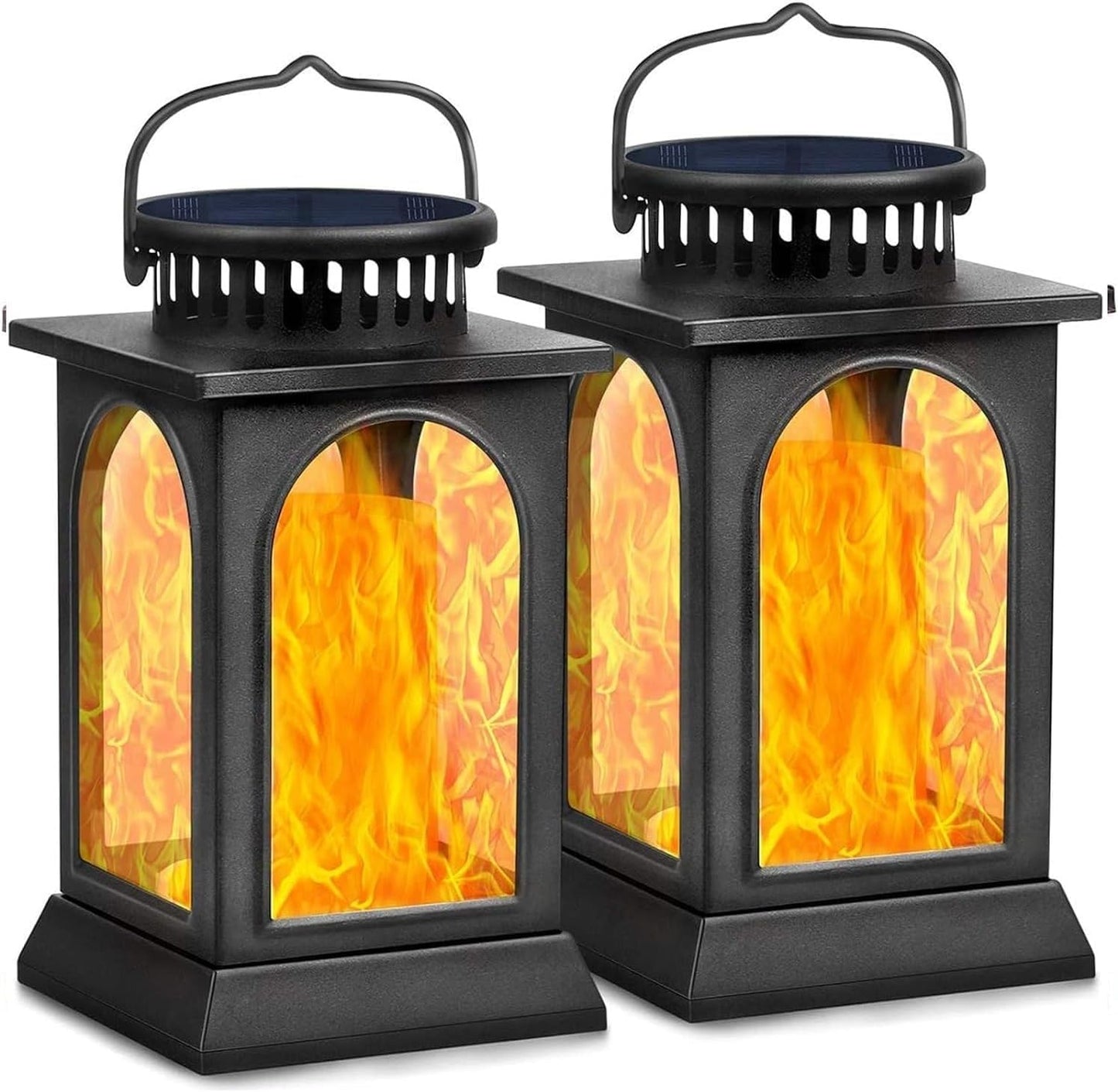 TomCare Solar Lights Flickering Flame Lanterns for Outdoor Use