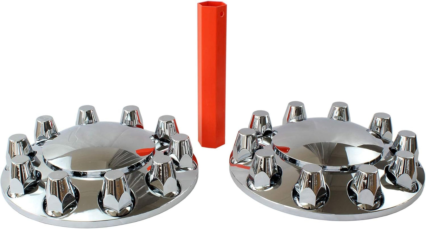 MRJLK Chrome ABS Complete Axle Cover Set for Semi Trucks