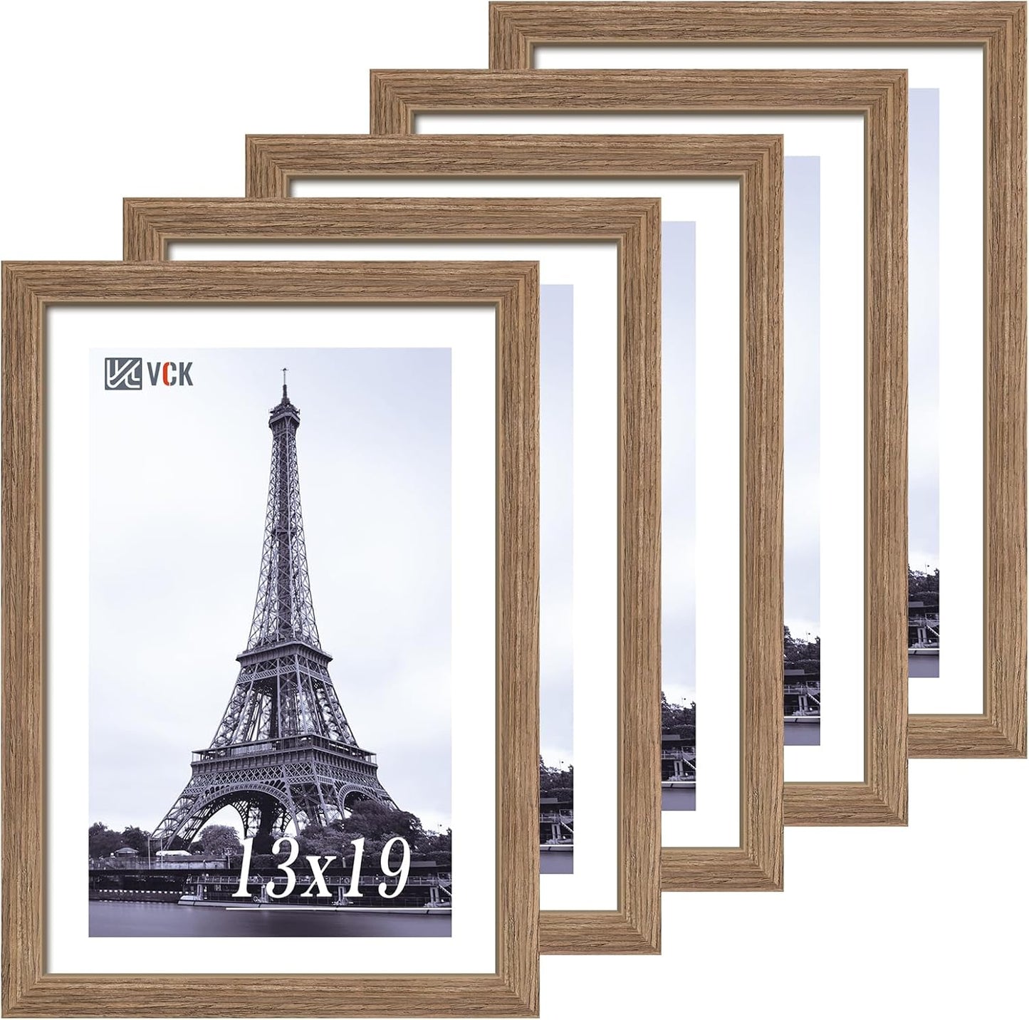 VCK 13x19 Picture Frame 5 Pack - Brown Walnut Solid Wood