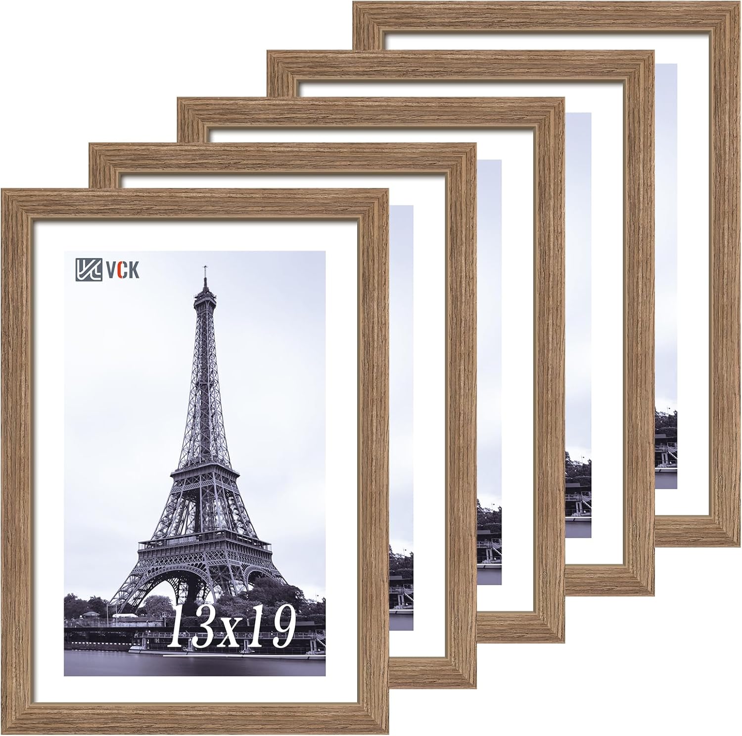 VCK 13x19 Picture Frame 5 Pack - Brown Walnut Solid Wood