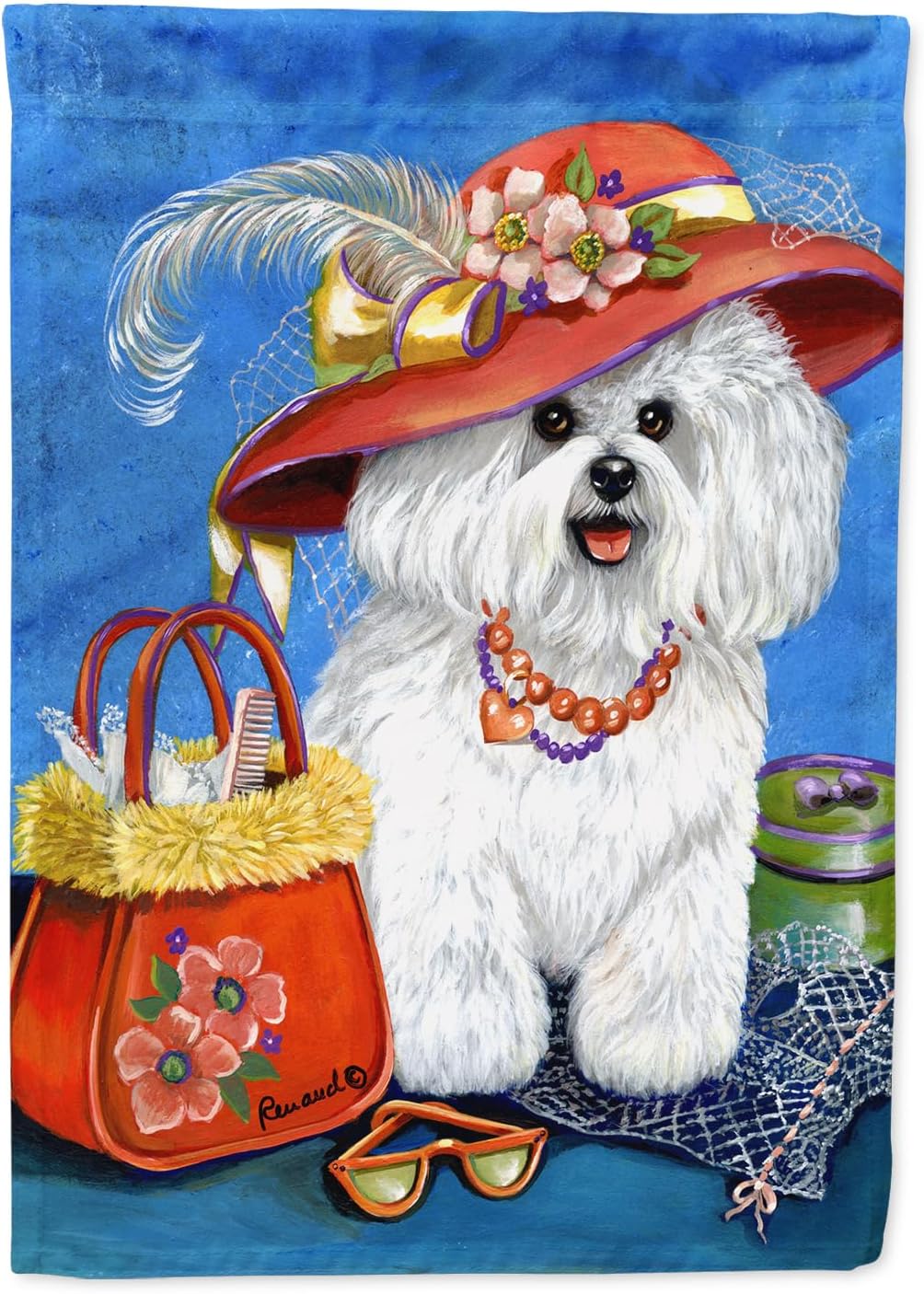 Bichon Frise Mademoiselle House Flag for Outdoor Decor