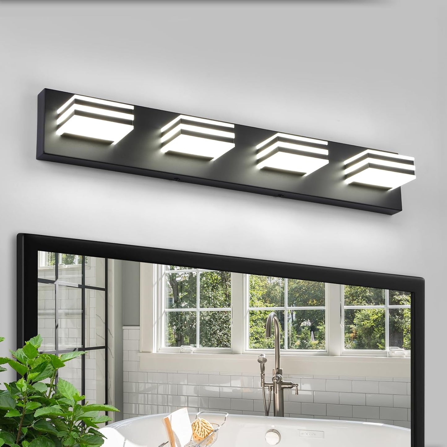 Black Bathroom Light Fixtures 24W Modern LED Vanity Lighting
