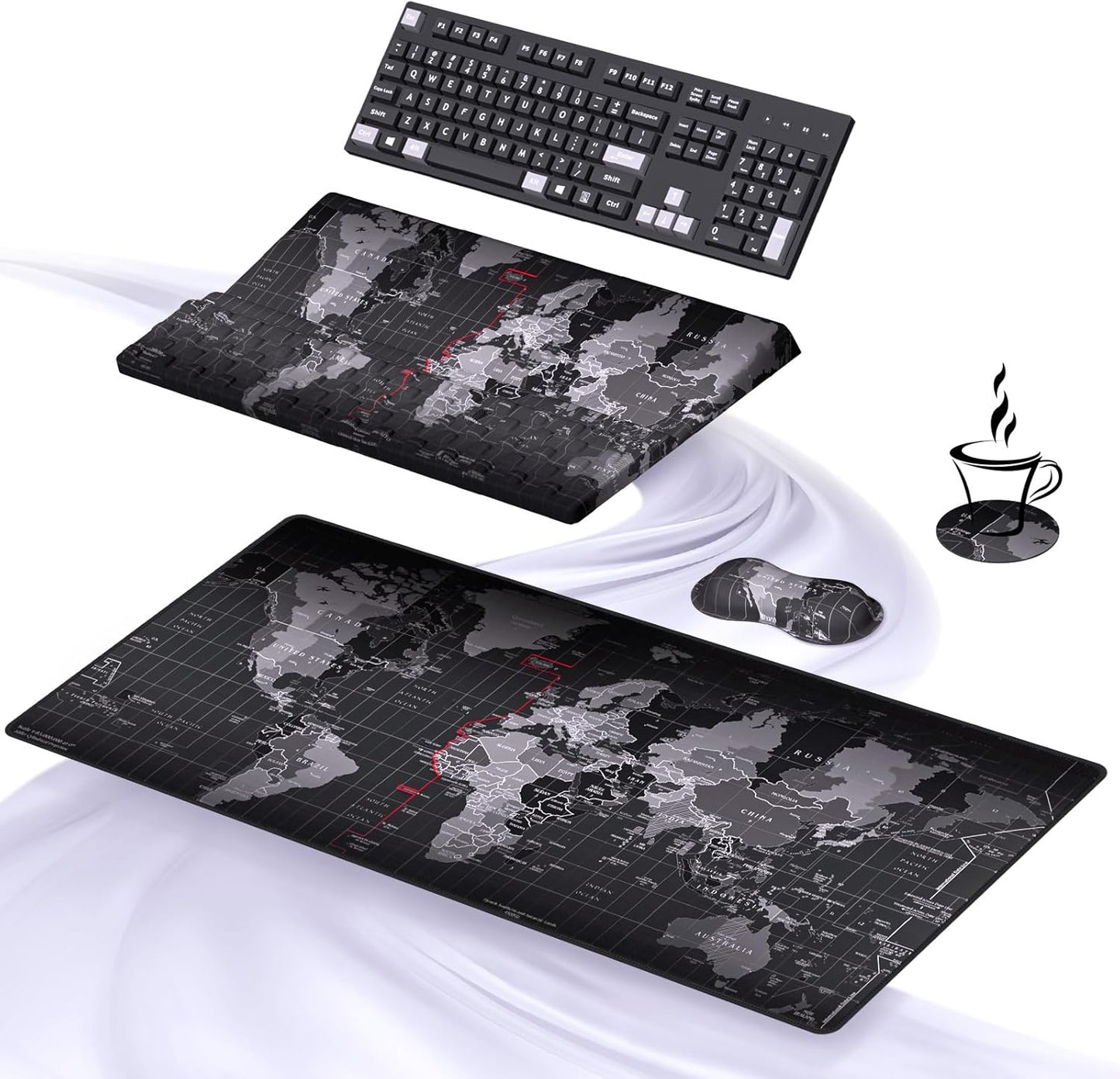 Ospelelf Ergonomic Mouse Pad and Keyboard Stand Wrist Rest Set