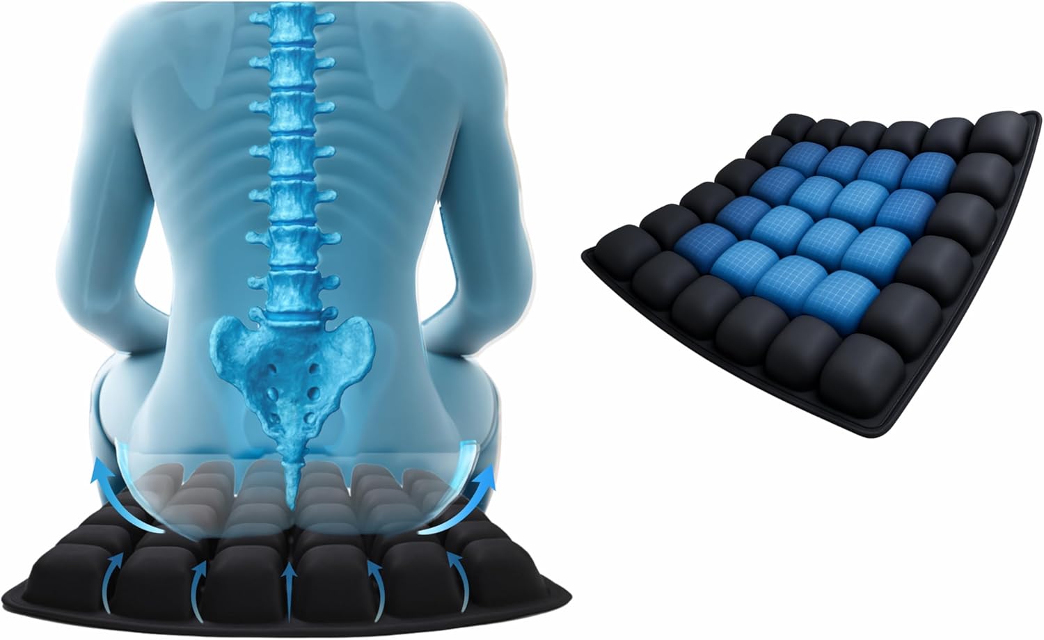 36-Cell Air Bubble Inflatable Seat Cushion for Comfort & Support
