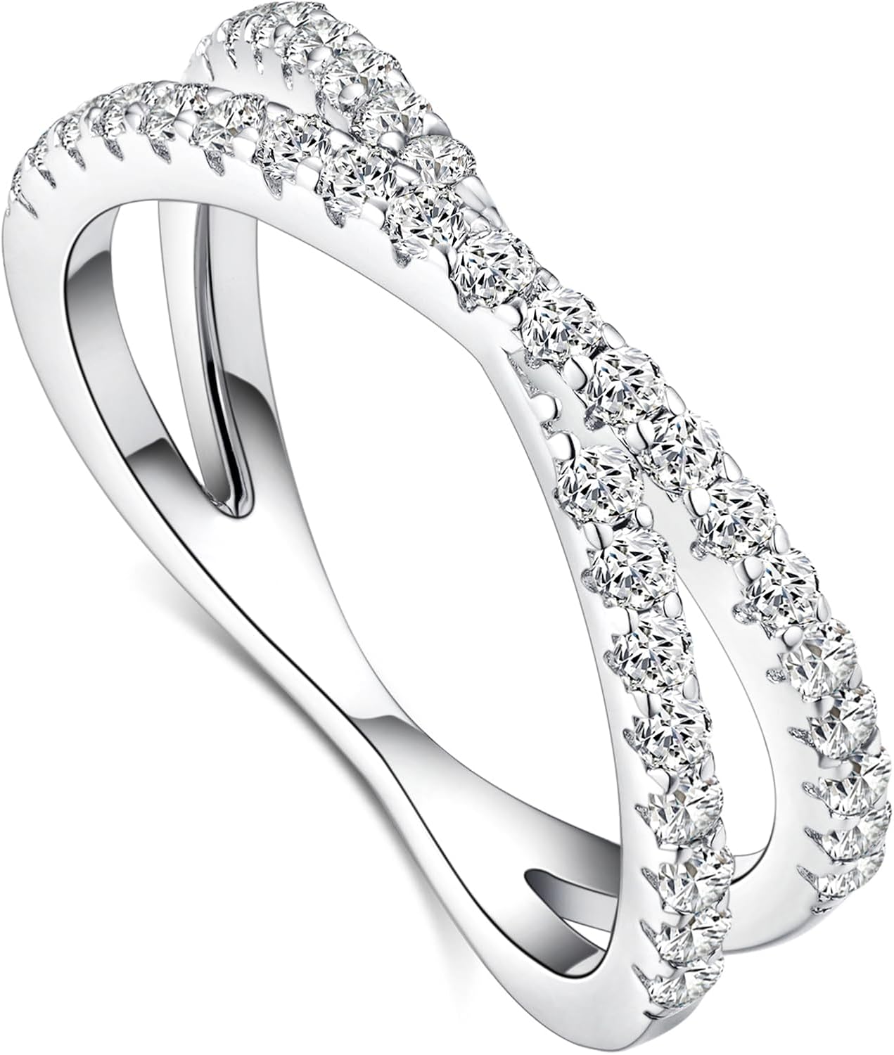 IMOLOVE Moissanite Eternity Ring - Criss Cross Wedding Bands