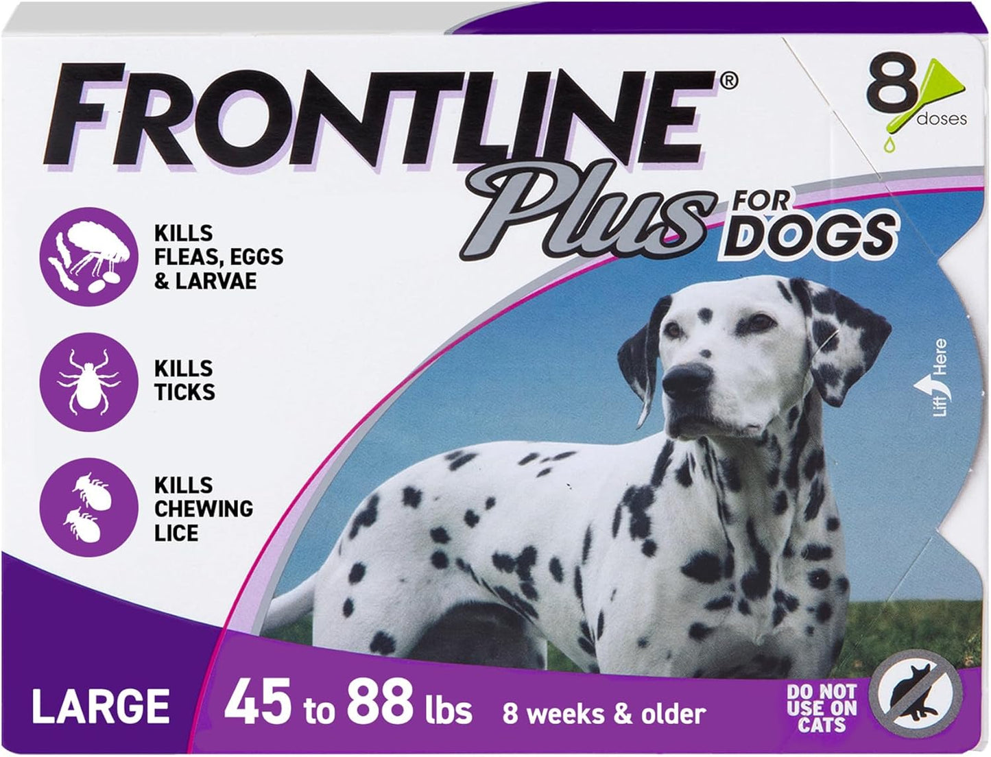 FRONTLINE Plus Flea and Tick Treatment for Large Dogs 8 Treatments
