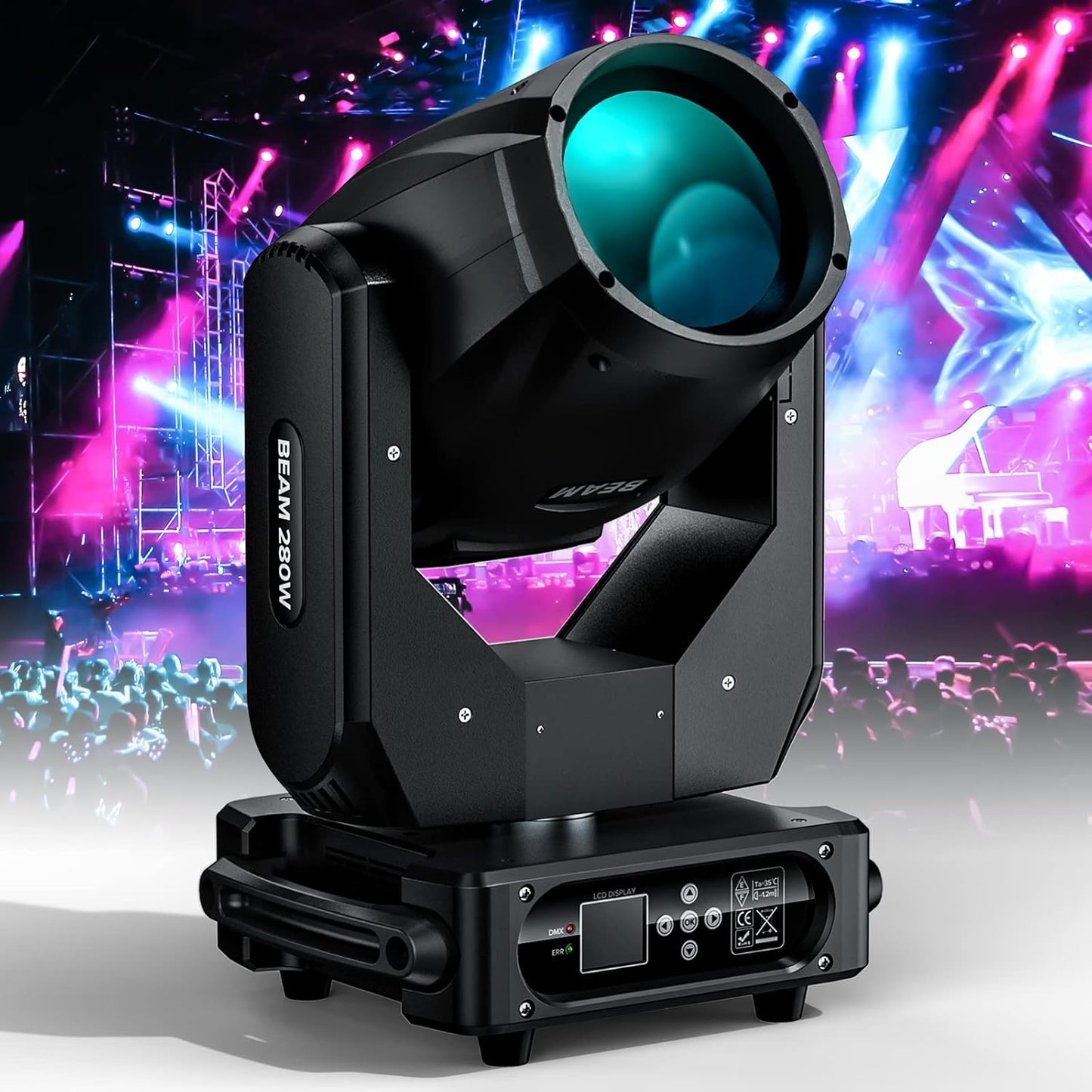 WZYBUTA 280W Moving Head Light with 15 Colors and 17 Gobos