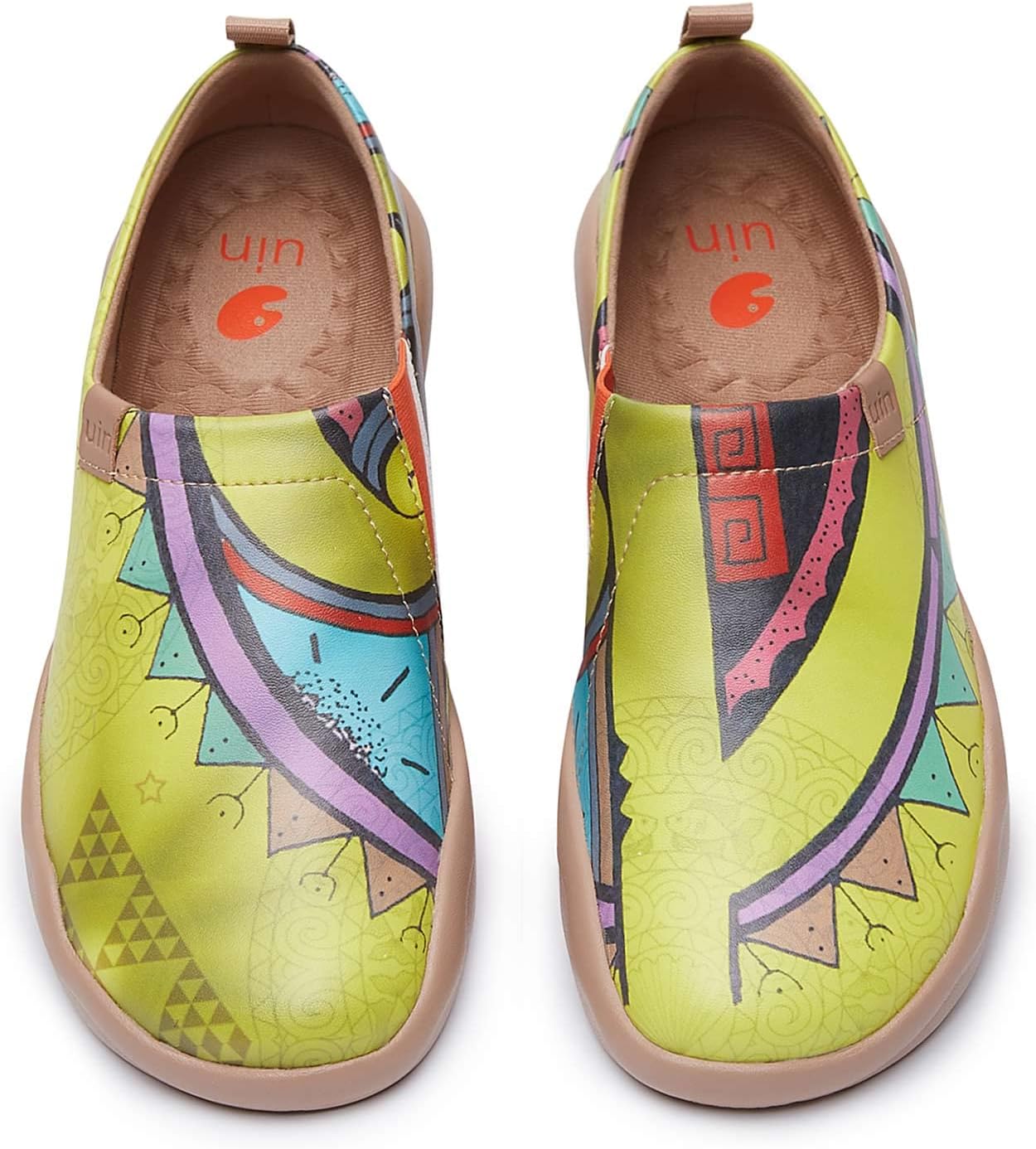 UIN Women's Fashion Floral Art Sneaker Painted Canvas Slip-On Shoes
