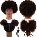 Afro Curly Mannequin Head with 100% Human Hair - Practice Textured