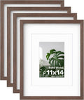 11x14 Picture Frames Set of 4 - Solid Wood Plexiglass Frames