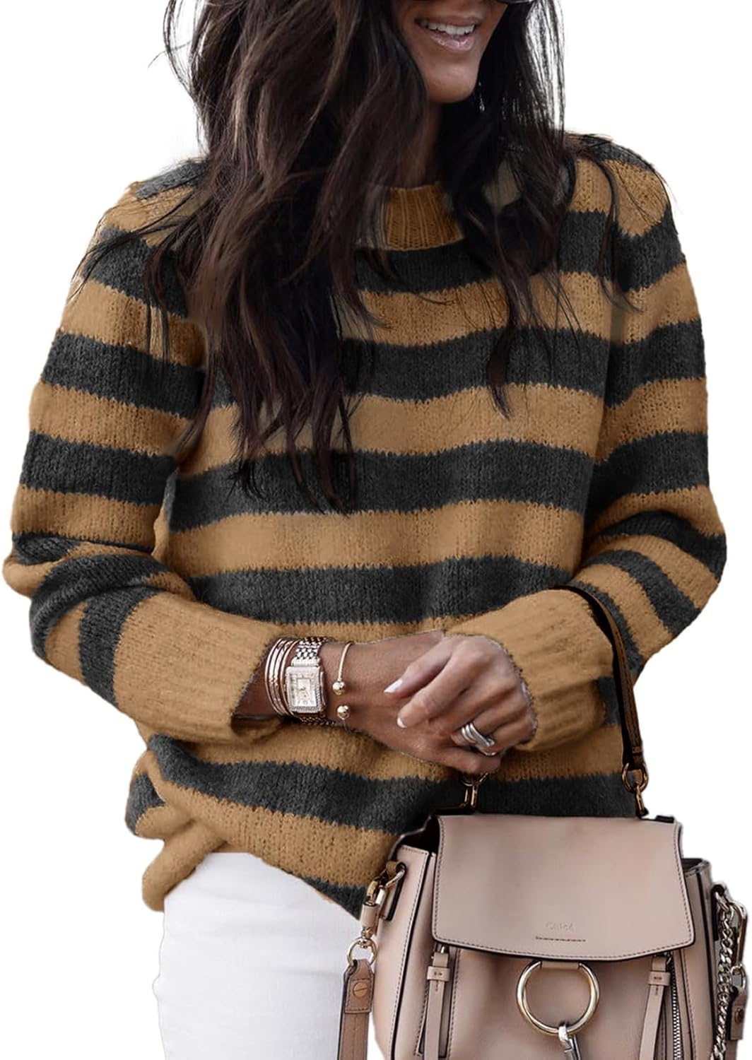 Dokotoo Sweaters for Women: Cute Color Block Knitted Pullover