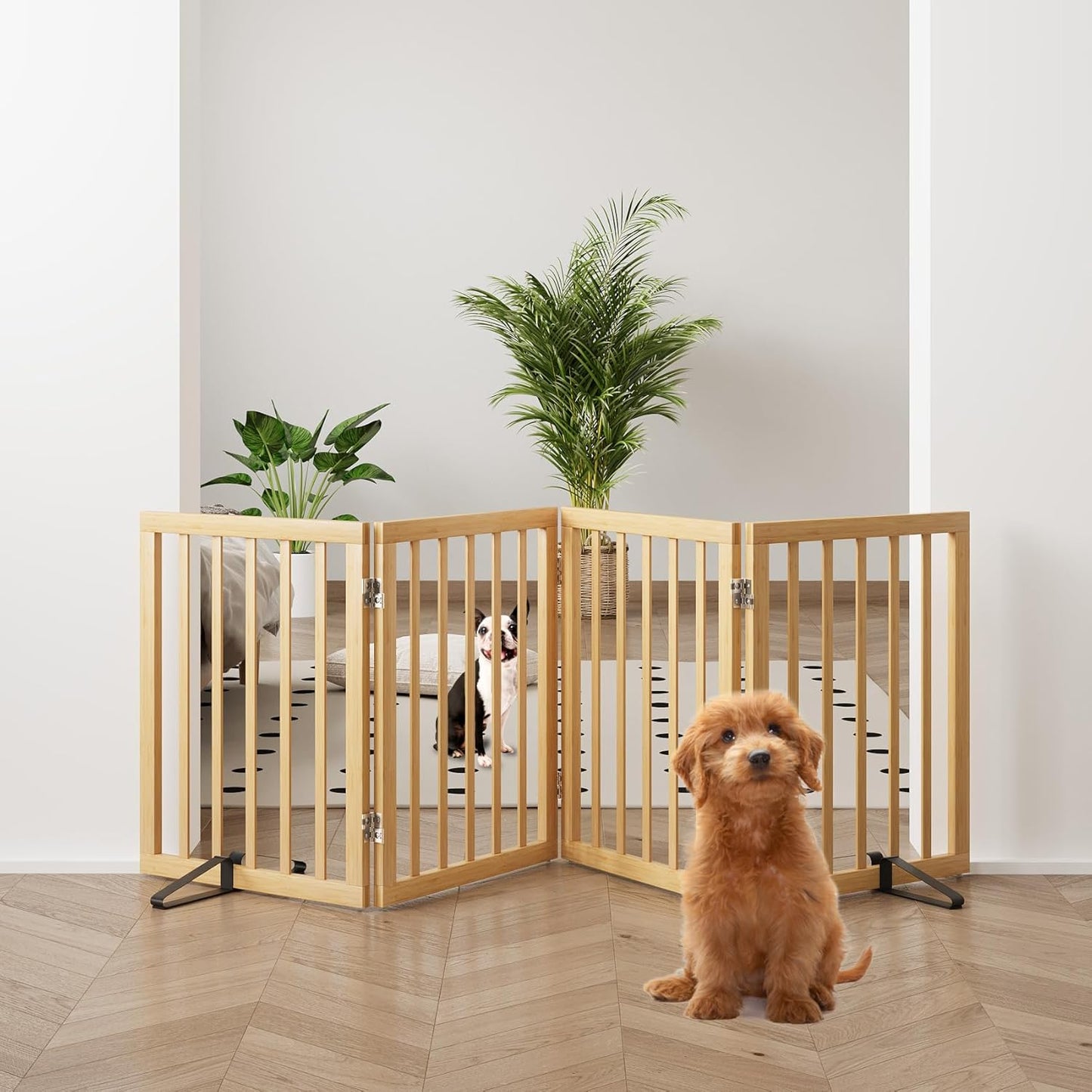 Natural Bamboo Dog Gate for Indoor Use, Stylish and Durable