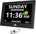 10 Inch Digital Clock with Day and Date for Elderly - Easy Read Alarm