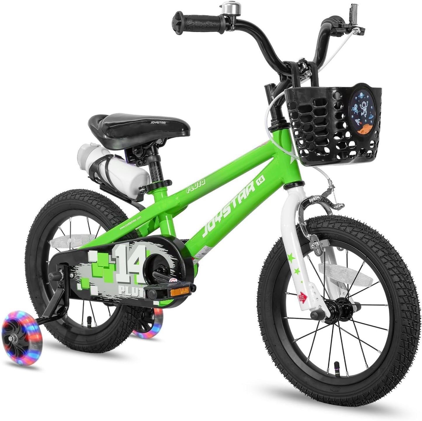 JOYSTAR Pluto Kids Bike with Light Up Training Wheels for Ages 3-12