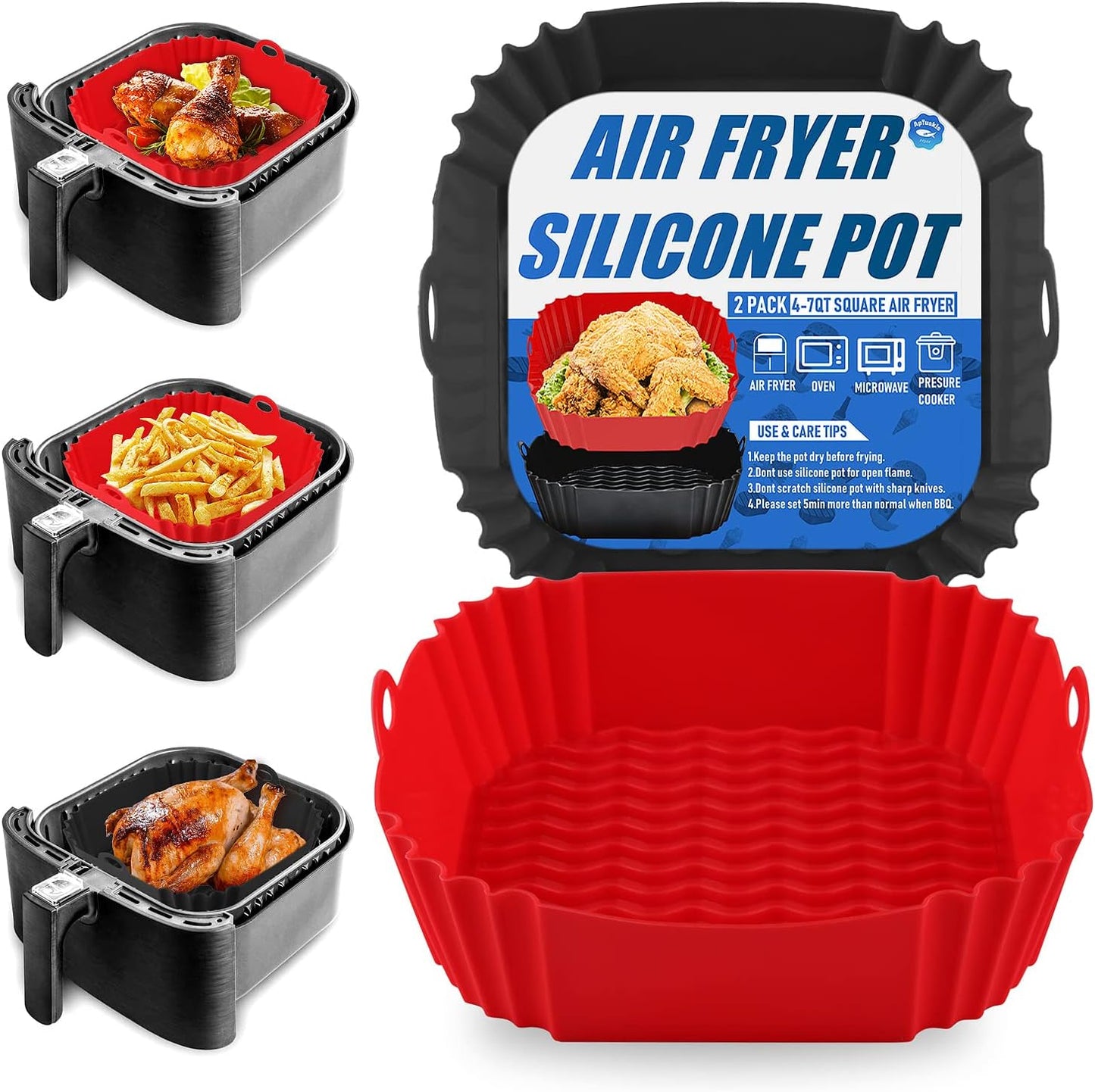2-Pack Silicone Air Fryer Liners: Parchment Paper Replacement