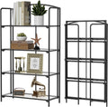 Crofy No Assembly Folding Bookshelf 4 Tier - Space-Saving Bookcase
