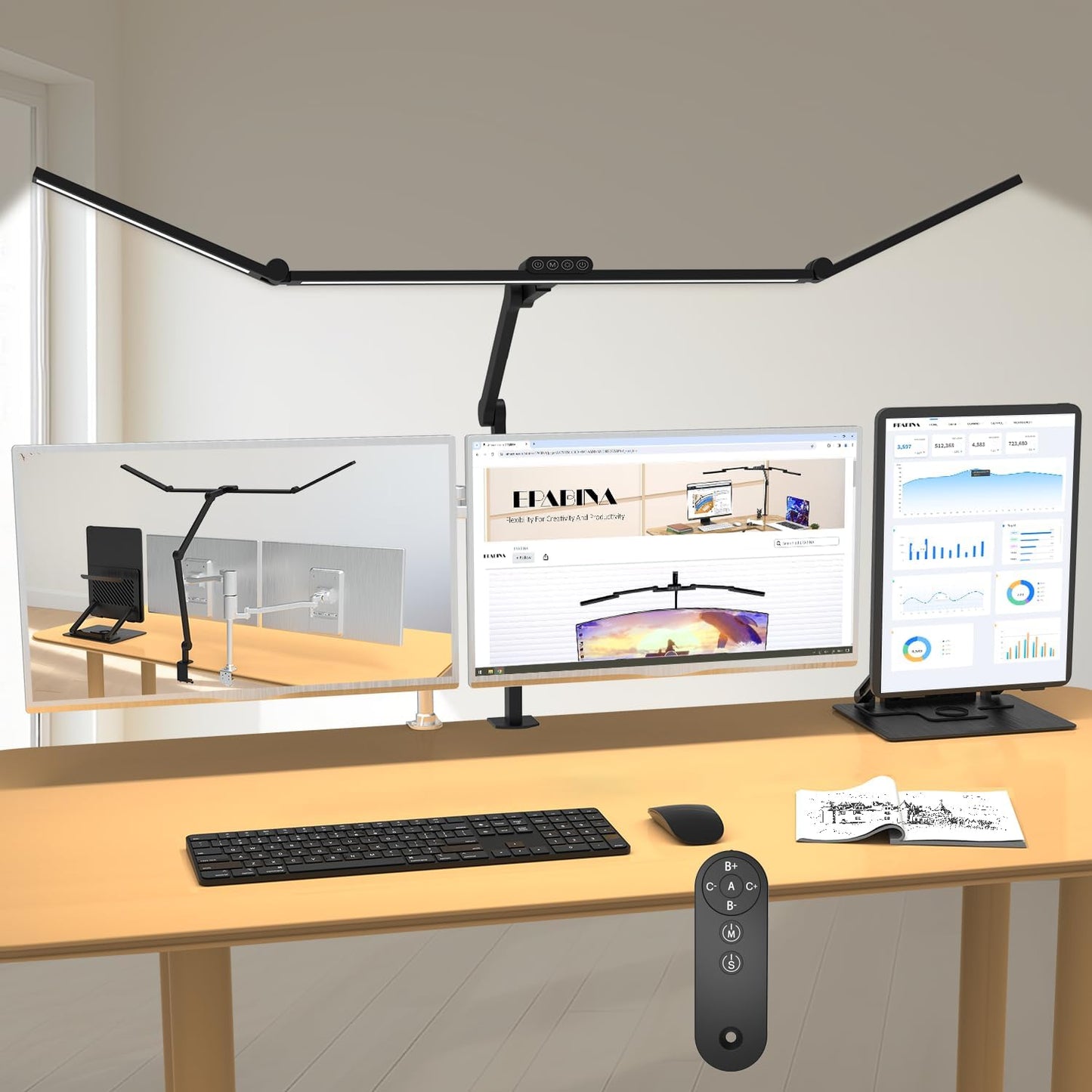 EPABINA 3000 Lumen Ultra Bright Desk Lamp: Remote Control Dimmable Overhead Light