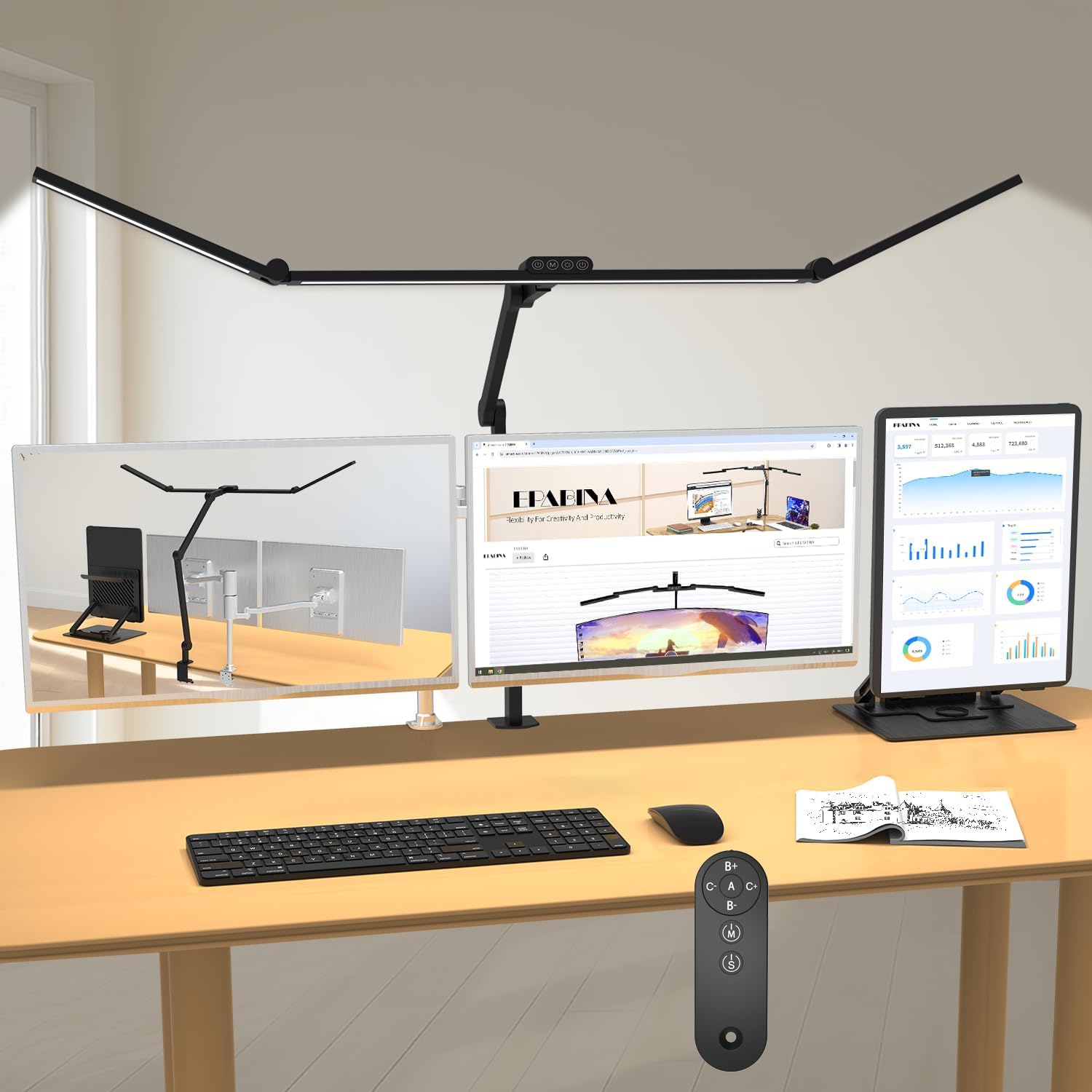 EPABINA 3000 Lumens Ultra Bright LED Desk Lamp - Remote Dimmable