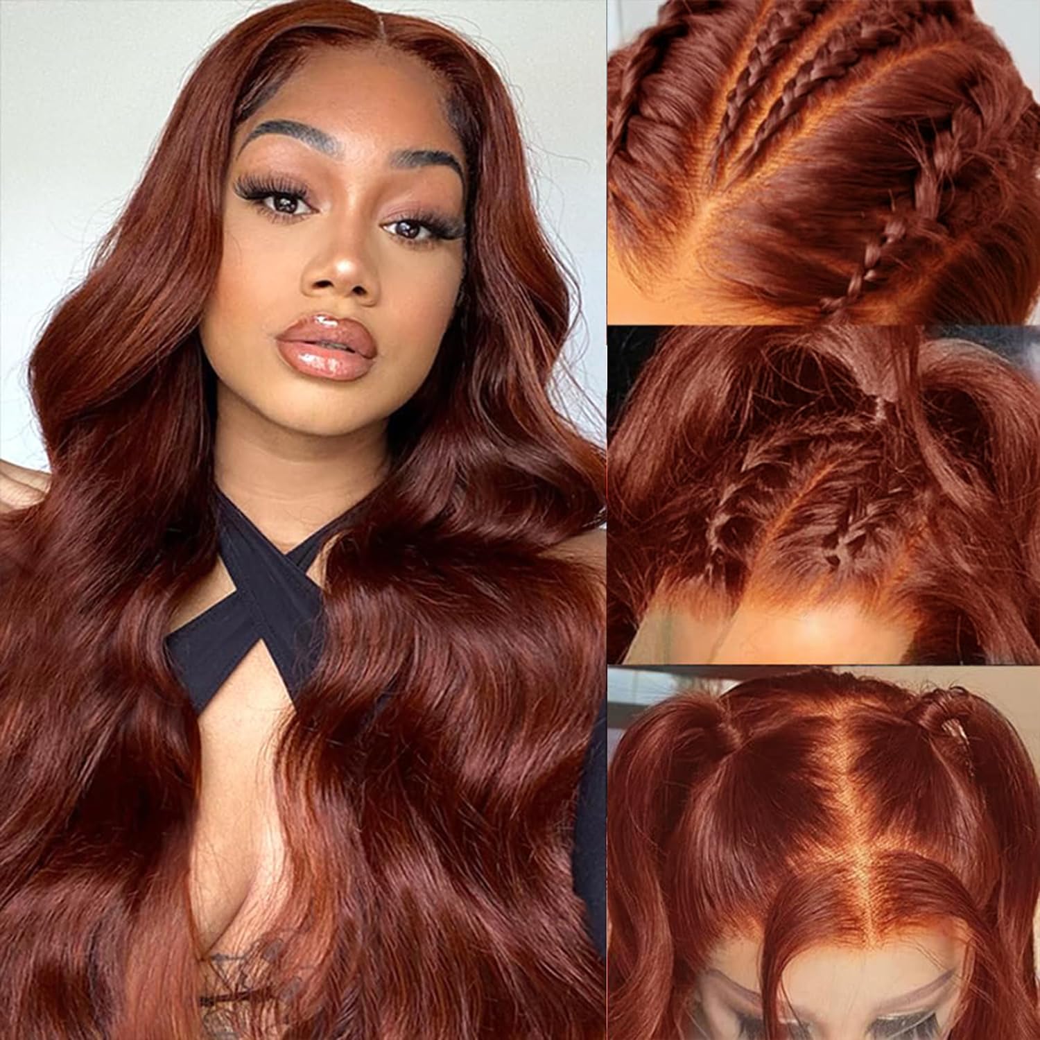 22 Inch Reddish Brown Lace Front Wigs Human Hair for Style
