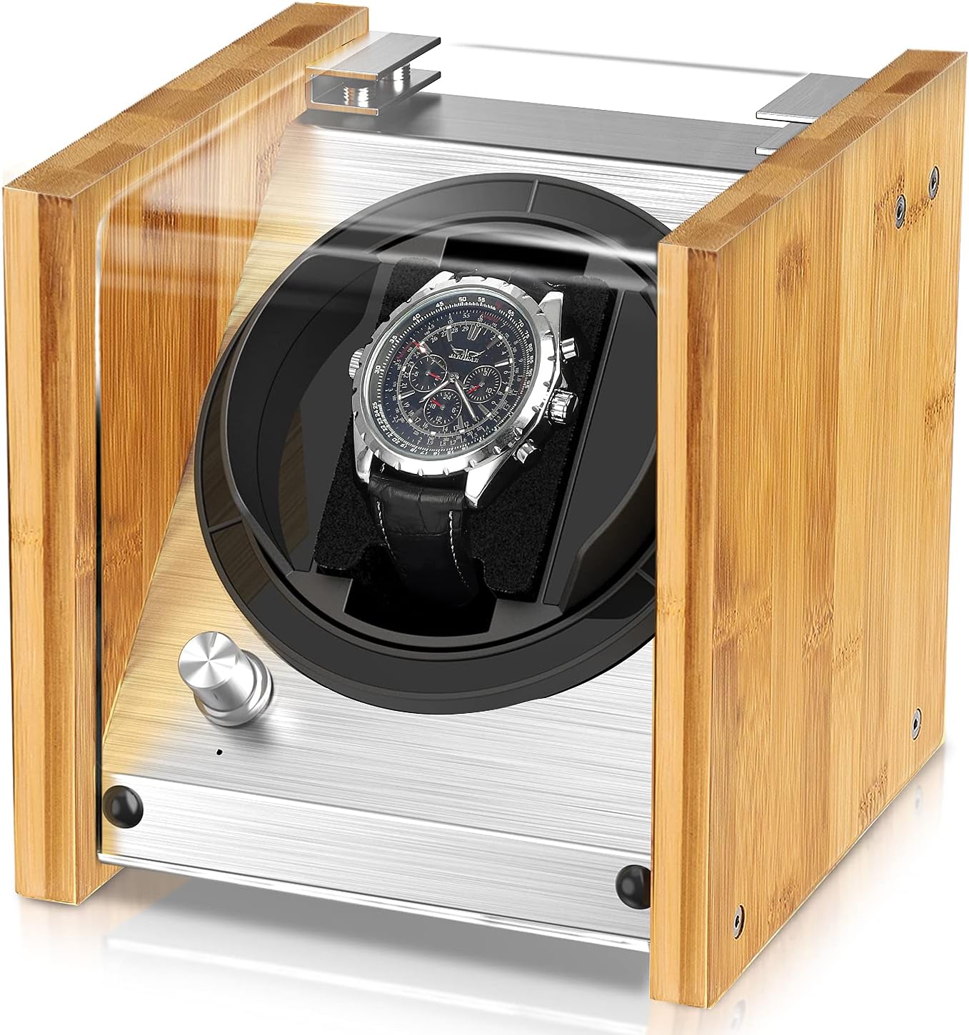 Bamboo Single Watch Winder - 4 Rotation Modes