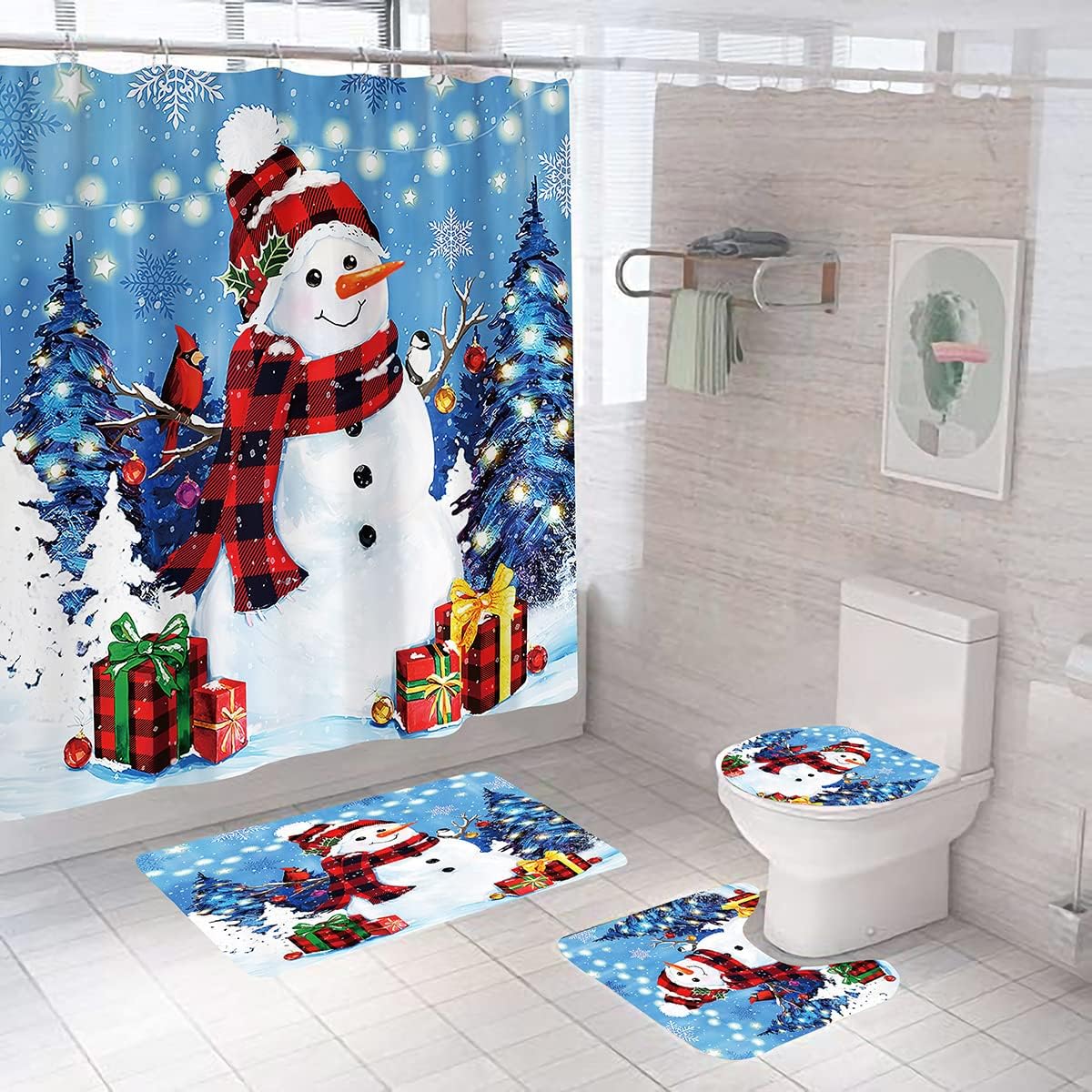 Xmas Snowman Shower Set 71x71